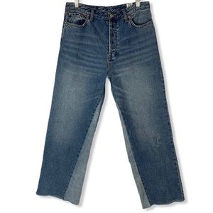 Free People High Waist Wide Leg Crop Button jeans